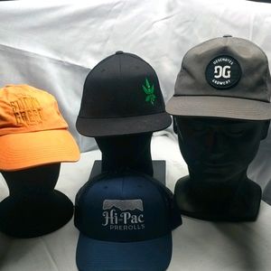 Lot of 4 cannabis branded hats NWOT